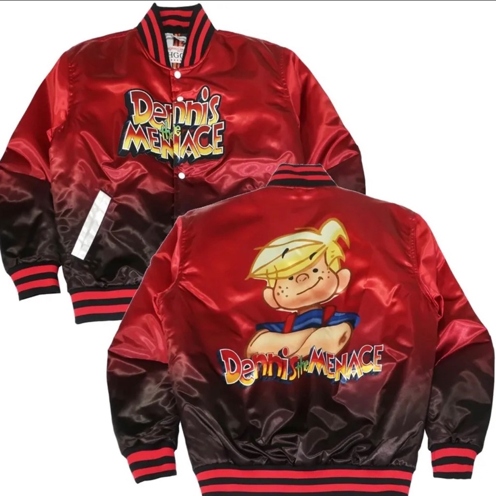 Dennis The Menace Men's Headgear Classics Gradient Satin Jacket. NWT